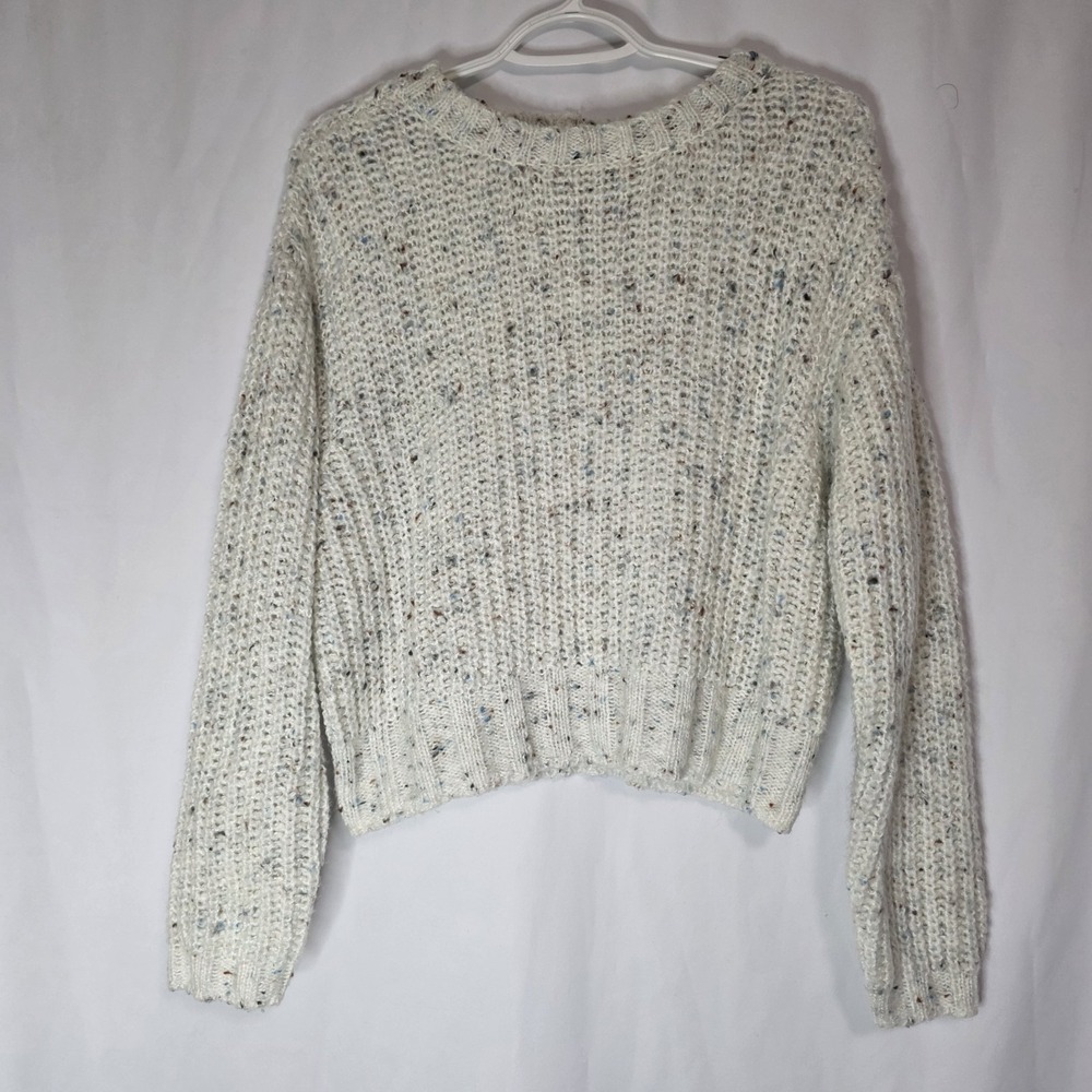Cream Speckled Knit Sweater Chunky Cozy Soft Girl Winter Cottage Vibes